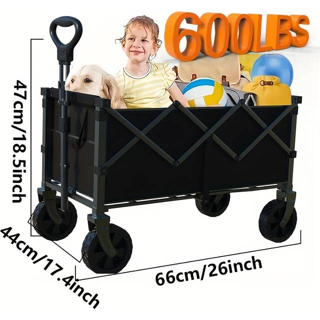 TEMU Heavy-duty Trolley Rain Cover - Durable Polyester For Folding Carts, Black, Ideal For Camping And Outdoor Use Rv & Trailer Covers