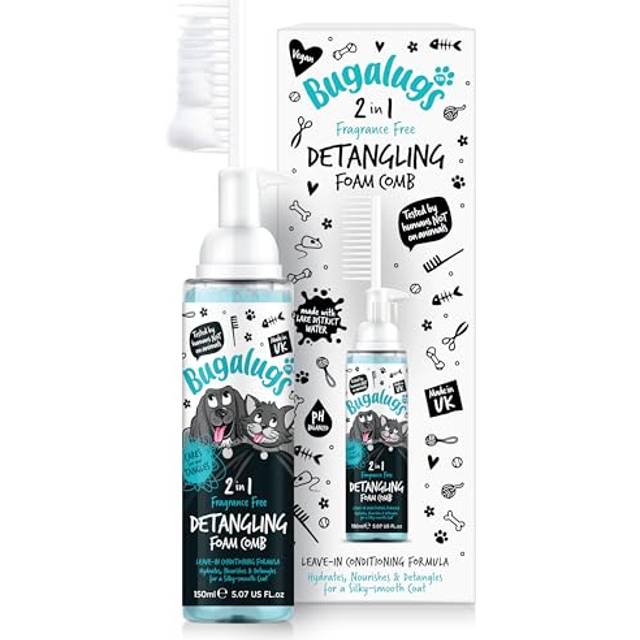 (Fragrance Free) Bugalugs 2 in 1 Dog and Cat Detangle & Finishing Comb Shampoo Gift Set