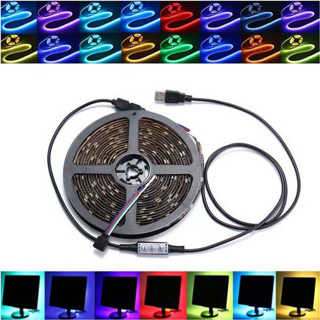(0.5M) 0.5/1/2/3/4/5M Non-Waterproof USB RGB SMD5050 LED Strip Light TV Background Lighting Lamp Kit DC5V