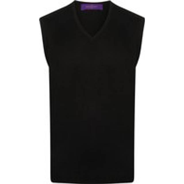 (4XL, Navy) Henbury Mens Sleeveless 12 Gauge V-Neck Fine Knit Jumper