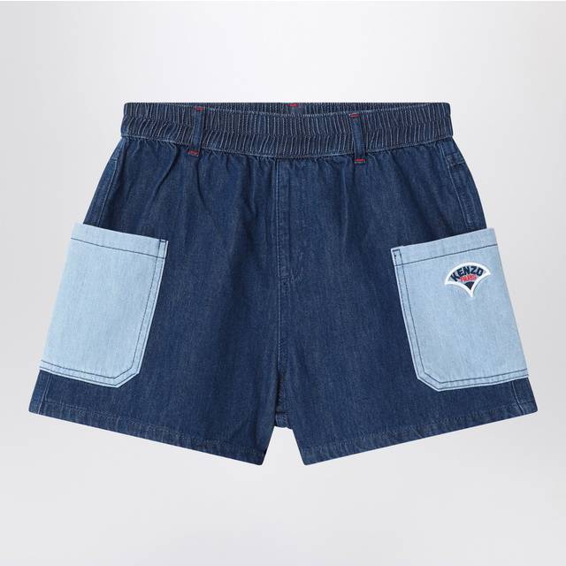 Kenzo Kids Girls Blue Denim Seigaiha Shorts - 5 year
