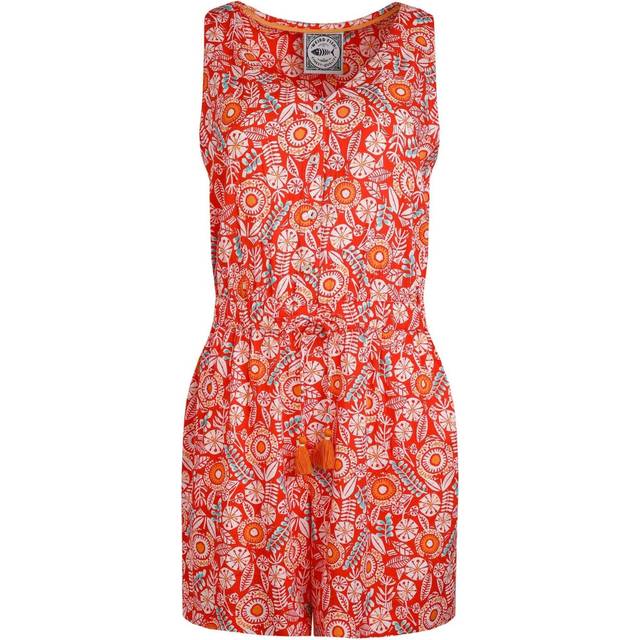 Mare Viscose Printed Playsuit - Dark Red - 18