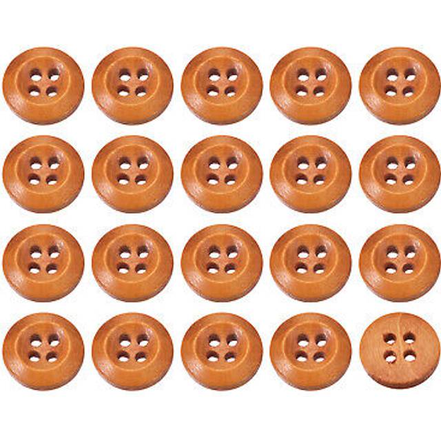50pcs Wooden Buttons 12.5mm 4 Hole Round Wood Sewing Button Craft, Earthy Yellow