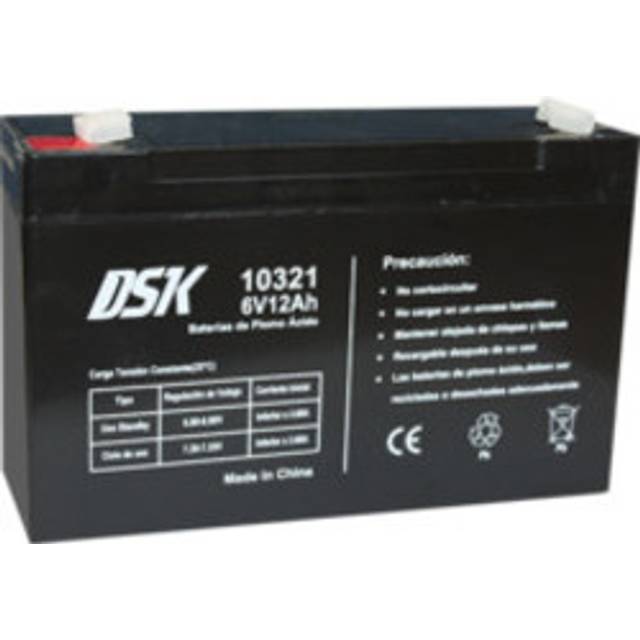 DSK 10321-6V and 12Ah Sealed Rechargeable AGM Lead Battery. Ideal battery for Electric Cars and Motorcycles for Children, UPS/UPS Systems, Security Systems and Alarms