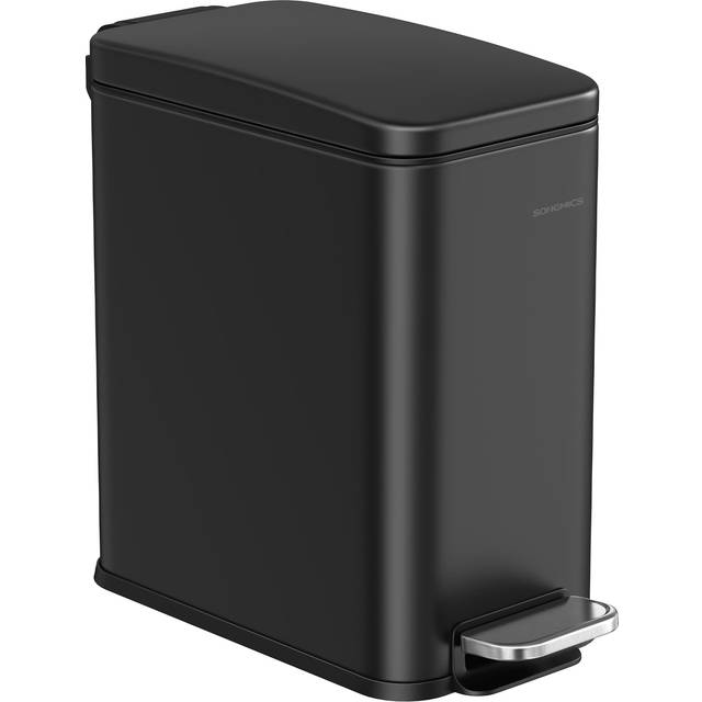 Slim Pedal Bathroom Bin, Steel, Black / 5L