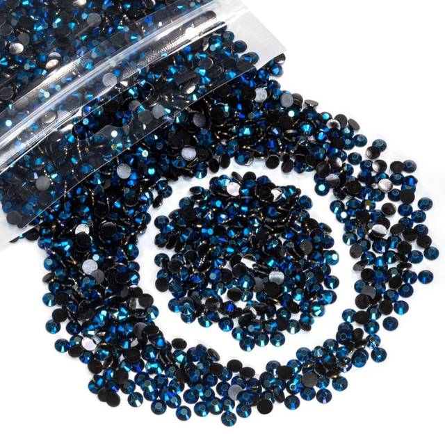 qiipii 8000PCS 3mm Ink Resin Rhinestones for Crafting Montana Blue Flatback Jelly Stones Gems Bulk SS10 Non-Hotfix Navy Blue Diamonds Charms for Nails