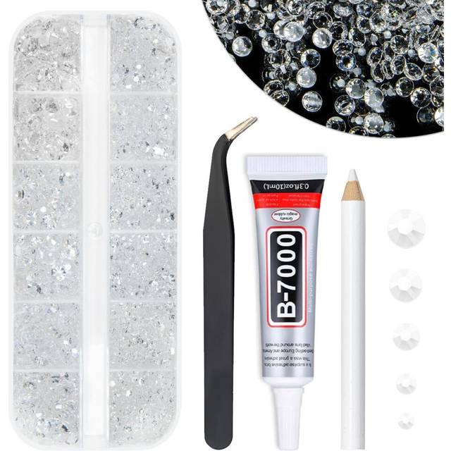qiipii Transparent Resin Rhinestones w B7000 Jewelry Glue for Bedazzling Crafting 2mm 3mm 4mm 5mm 6mm Clear Flatback Jelly Stones Diamonds Gems Charms