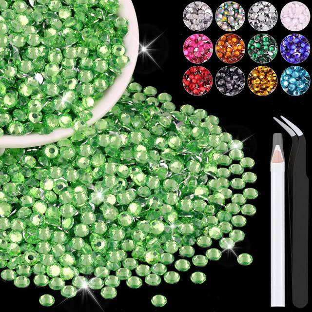 4000PCS 4mm Resin Rhinestones in Bulk (Light Green)  Bedazzling Flatback Crystals for Crafts DIY Nail Decoration  Gems Charms for Tumbler Shoes Clothi