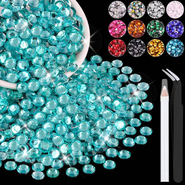 2500PCS 5mm Resin Rhinestones in Bulk (Lake Blue/Aquamarine)  Bedazzling Flatback Crystals for Crafts DIY Nail Decoration  Gems Charms for Tumbler Sho