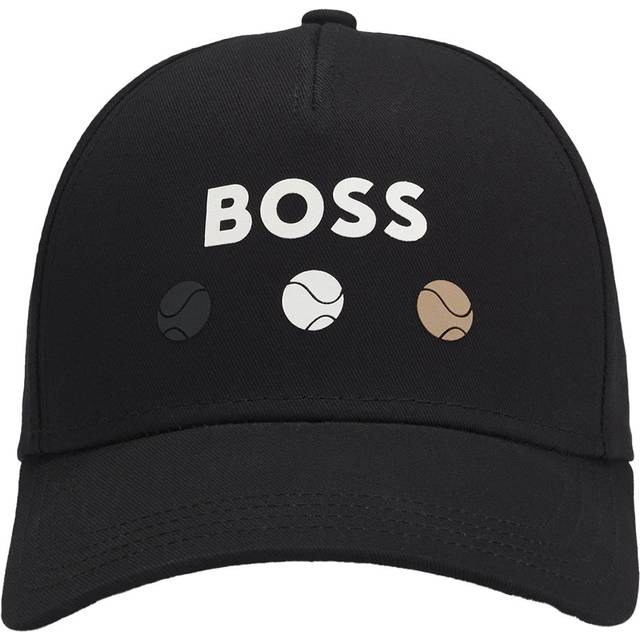 Cotton-twill cap with tennis artwork - Black