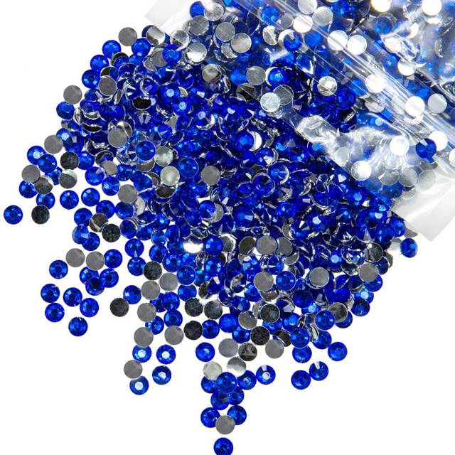 qiipii 2800PCS 4mm Crystal Blue Resin Rhinestones for Crafting Royal Blue Flatback Stones Bulk SS16 Non-Hotfix Diamonds Crystals Gems Charms for Nails