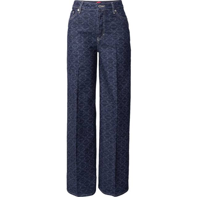 Super-wide-leg jeans in monogram laser-print denim - Dark Blue