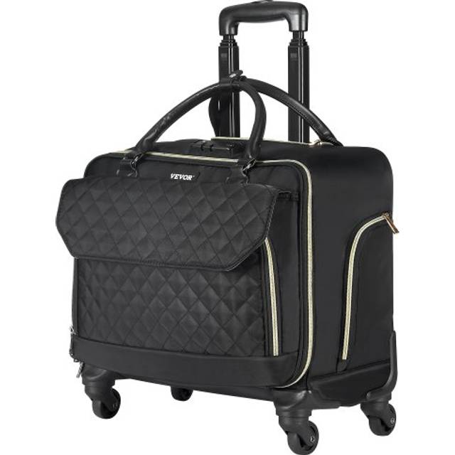 VEVOR Rolling Laptop Bag 17.3 Inch Wheeled Computer Bag for Women Men Black Gold