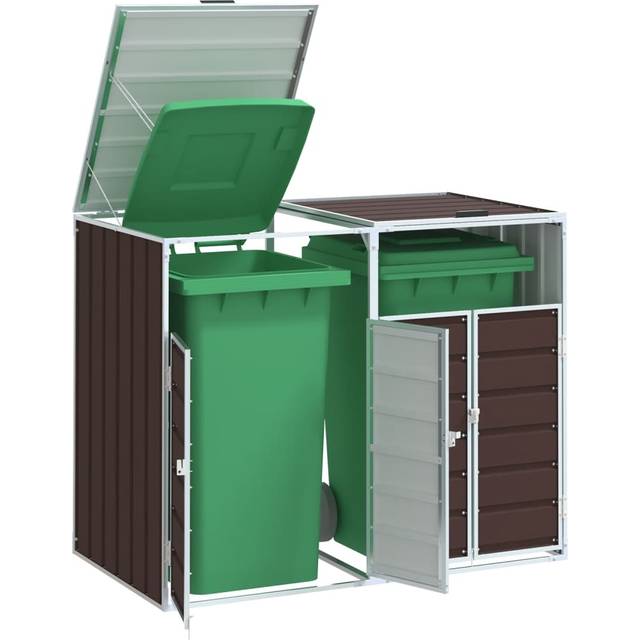 vidaXL Wheelie Bin Storage for Double Bins Grey 144x81x113 cm Steel