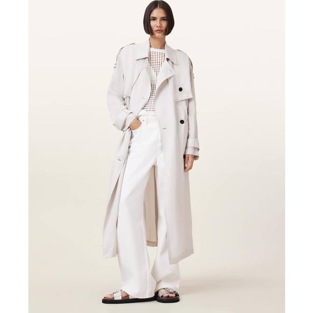 AllSaints Linnie Trench Coat - White, White, Size S, Women