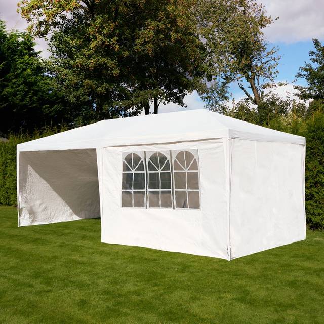 Garden Gazebo Outdoor Party Tent Canopy PE Awning Marquee Waterproof - White - One Size