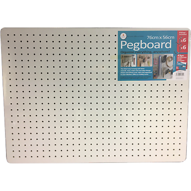 Cathedral Peg Board 76 x 56 12 Hooks - White