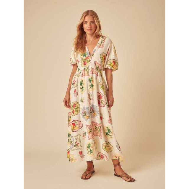 Nobody's Child Starlight Vintage Print Linen Rich Dress, Retro Fruit