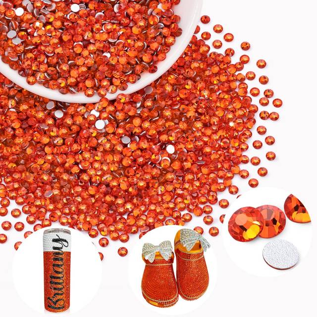 3000PCS SS8/2.5mm Crystal Rhinestones Orange/Hyacinth, Bedazzling Flatback Glass Rhinestones for Crafting DIY Nail Art Makeup Decoration, Gems Diomand