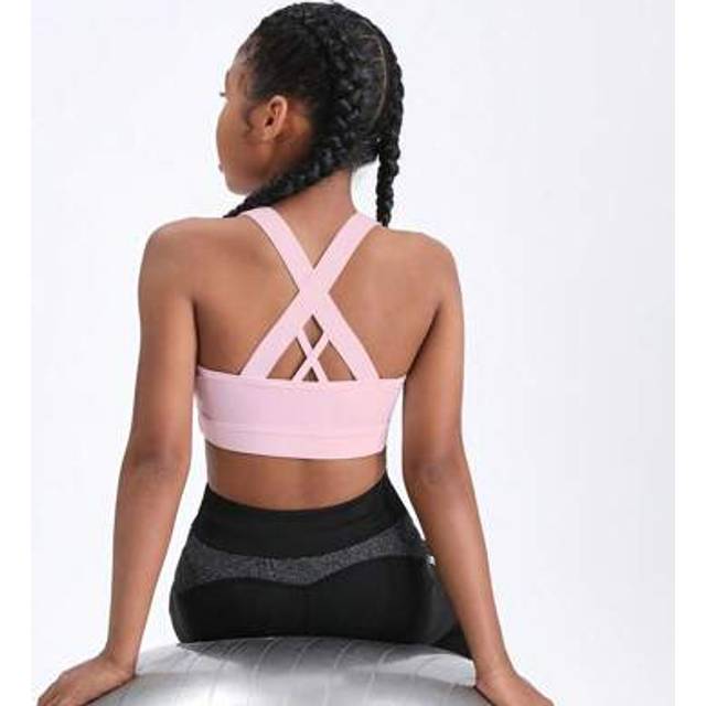 SHEIN Tween Girls&#39; Solid Color Criss-Cross Back Sports Tank Top