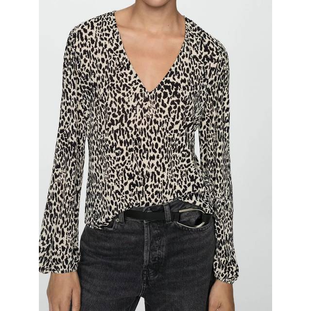 Mango Lin Leopard Print Blouse - Ecru - 3XL