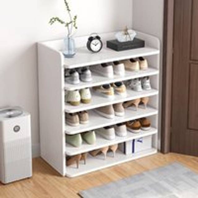6-Tier Shoe Rack Wooden Shoe Cabinet for Entryway - White - One Size
