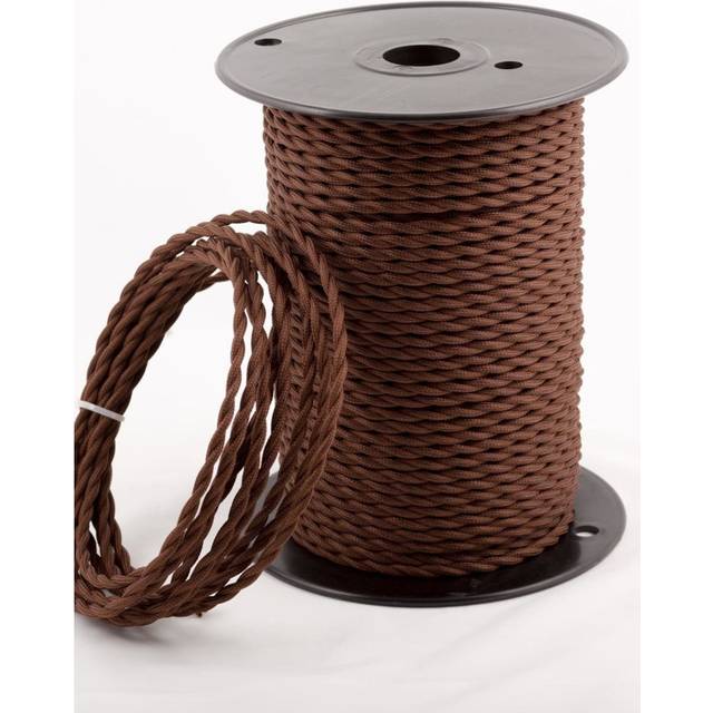 2Core Twisted Vintage Coloured 0.75Mm Braided Fabric Flexible Electrical UK Lighting Wire Cord / Cable - Dark Brown (0.08cm W X 0.08cm D)