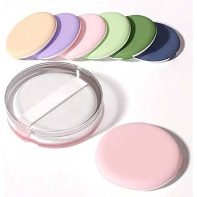 SHEIN 7pcs Air Cushion Makeup Sponges With Portable Box, Latex-Free Blending Sponge For Liquid, Cream, Foundation & Powder, Round Makeup Puff