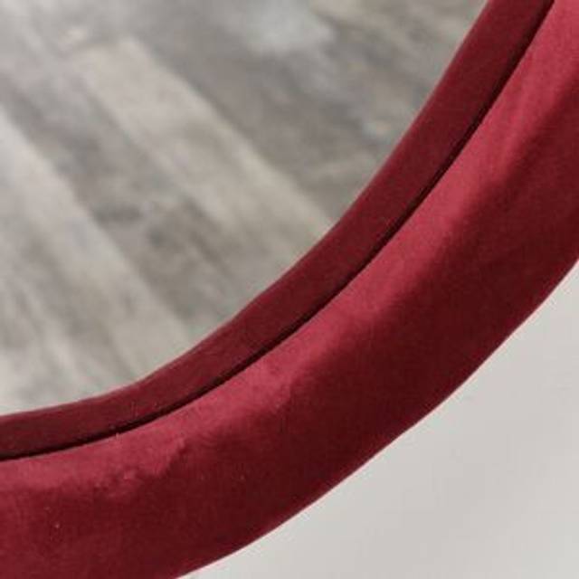 Red Oval Velvet Framed Wall Mirror 50cm x 70cm Material: New Products