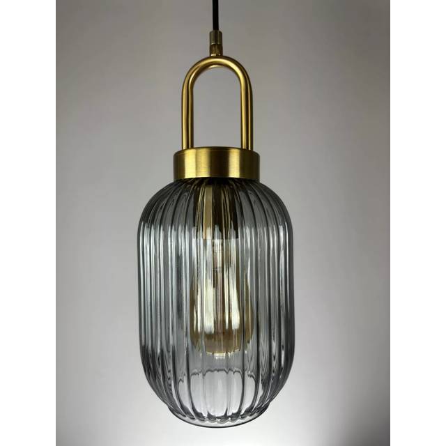 Ribbed Glass Pendant Light-Clear-Long Lantern