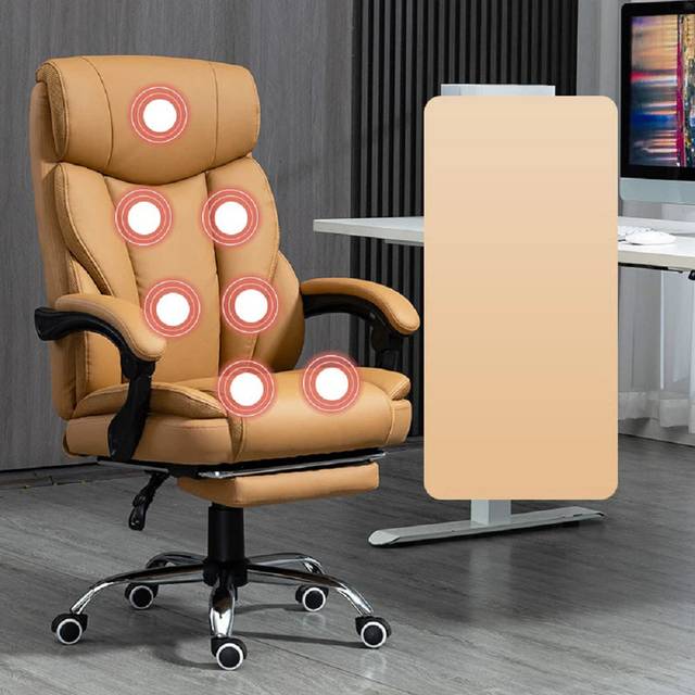 Designer Relax Office Chair Support Adjustable Modern Gaming Ergonomic Chair - Light Brown (120cm H X 64cm W X 47cm D)