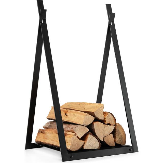 Firewood Log Rack Heavy Duty Firewood Holder With Stable Triangular Structure - Black (70cm H X 43cm W X 37cm D)