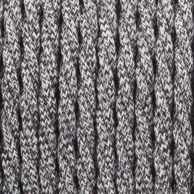 2Core Twisted Vintage Coloured 0.75Mm Braided Fabric Flexible Electrical UK Lighting Wire Cord / Cable - Black and White (0.08cm W X 0.08cm D)