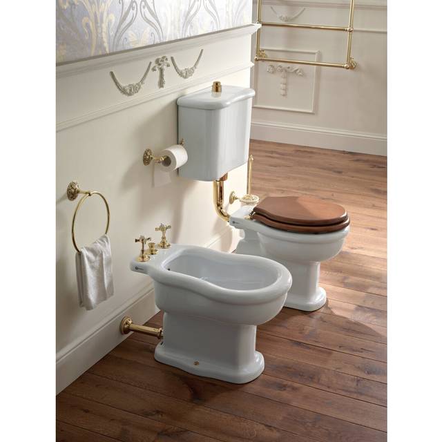 Low Level Pan Floor Drain Ceramic Wall Hung Basin - White (360mm L X 525mm W X 380mm H)