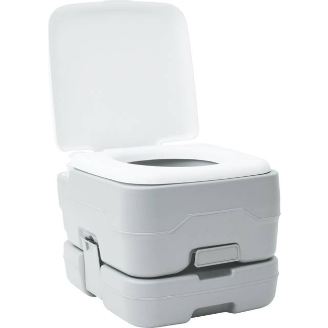 vidaXL Portable Camping Toilet - 10L Fresh Water & 10L Waste Tank - Grey