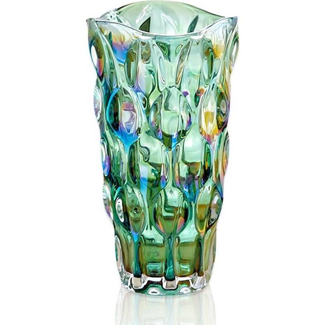 Large Decorative Crystal Glass Vase - Green
