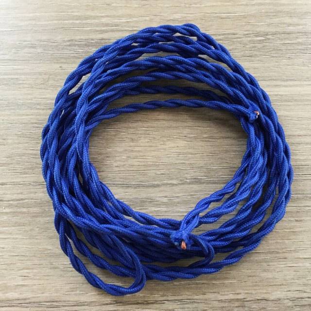 2Core Twisted Vintage Coloured 0.75Mm Braided Fabric Flexible Electrical UK Lighting Wire Cord / Cable - Dark Blue (0.08cm W X 0.08cm D)