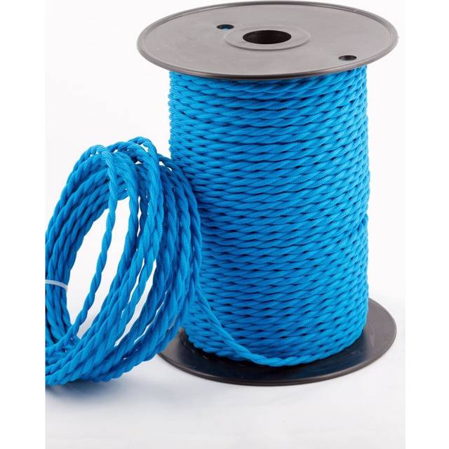 2Core Twisted Vintage Coloured 0.75Mm Braided Fabric Flexible Electrical UK Lighting Wire Cord / Cable - Blue (0.08cm W X 0.08cm D)