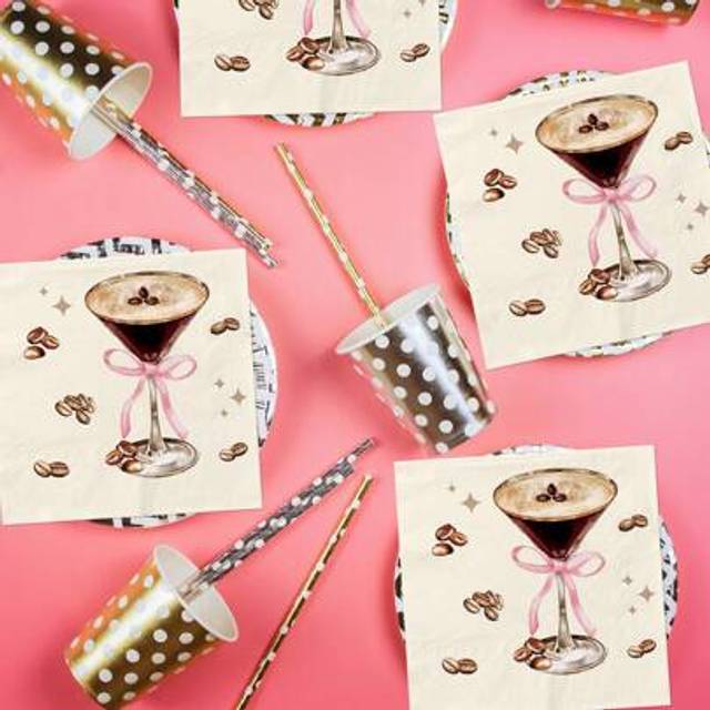 SHEIN 24/48/96pcs Coffee Theme Napkins, Wine Glass Party Supplies, Bow, Star, Cocktail Napkins, Disposable Napkins, Party Decorations, Birthday, Holiday, Pa