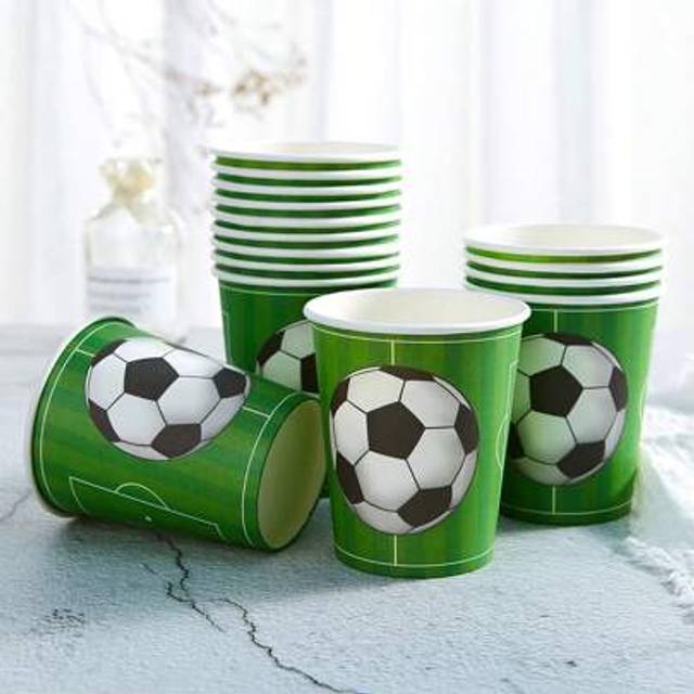 SHEIN 12/25pcs 9oz Football Themed Disposable Paper Cups, Football Sports Party Decorations, Disposable Party Cups For Birthday, Celebration, Gifts