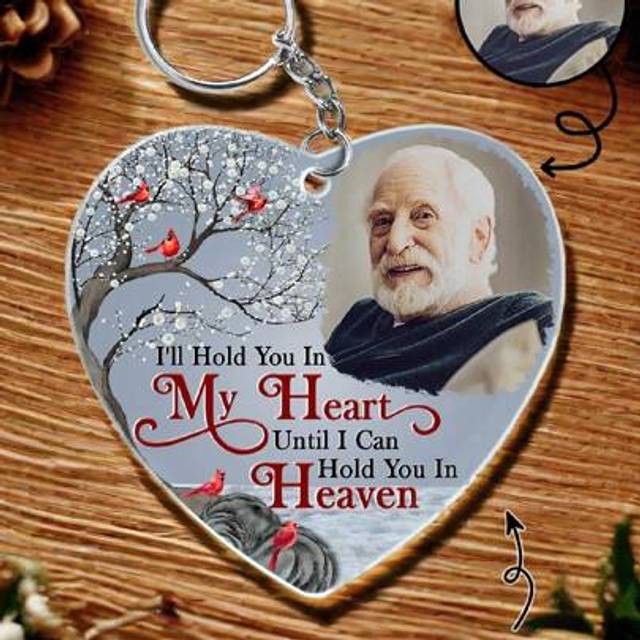 SHEIN 1pc Customized Photo Heart-Shaped Acrylic Key Chain, Personalized Customized Key Chain With Pictures, I Will Keep You In My Heart, Personalized Commem