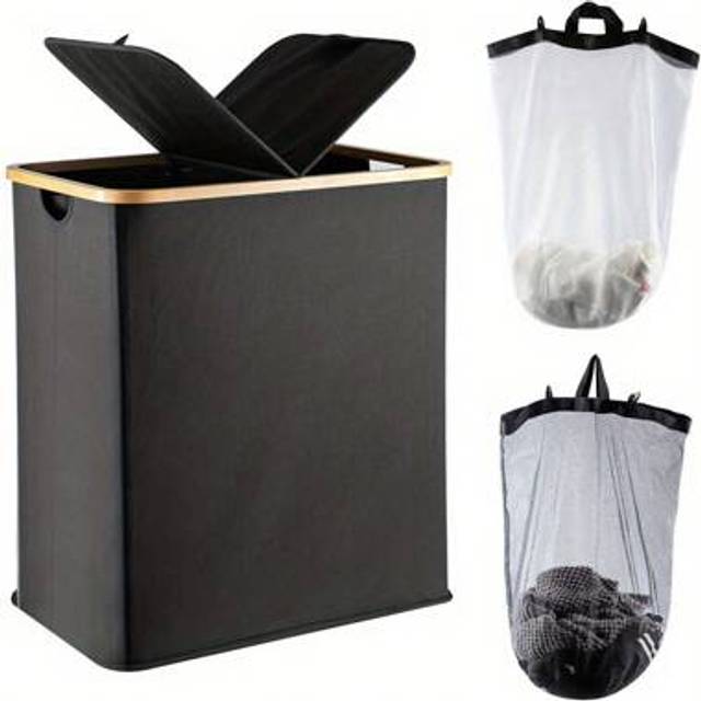 SHEIN 140L Lid Laundry Basket With Extra Large Washing With 2 Removable Laundry Bags