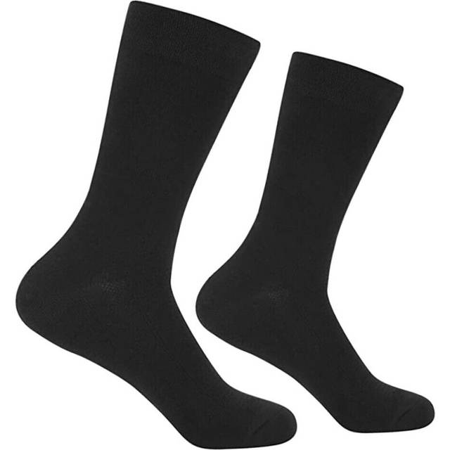 (Plain Black, one size) 12 Pairs Of Men's Socks Designer Cotton Rich Casual Work Dress Socks, Size 6-11