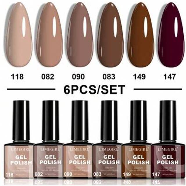 SHEIN LIMEGIRL 6 Colors Brown Gel Nail Polish Set, Nude Brown Polish 2025 Gel Polish Colors Neutral Nail Polish Kit Soak Off Gel Polish Nail Art DIY Gift Fo