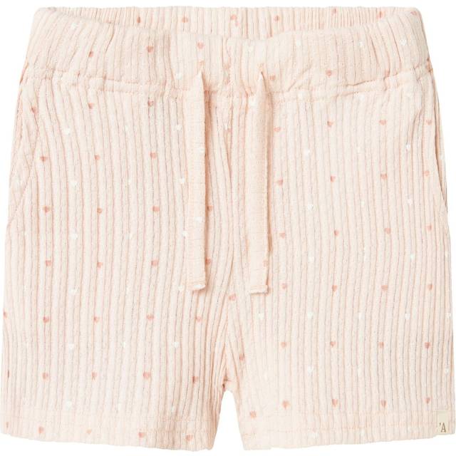Lil' Atelier Shorts - Rib - NmfHulla - Peach Blush m. Hjärtan - Lil Atelier - 4 år (104) - Shorts