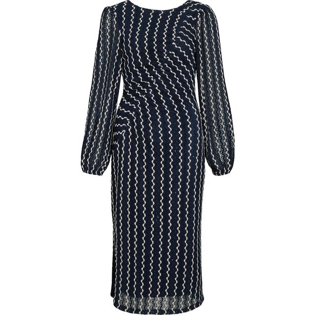 Vila Strikkjole - Ecru/Navy