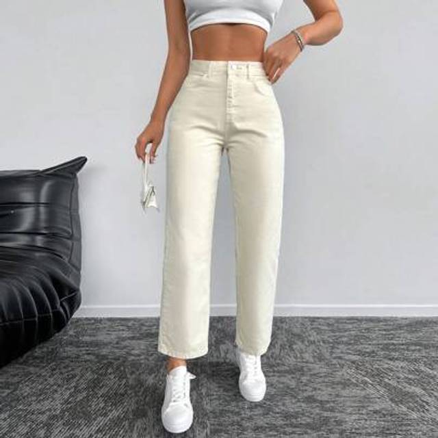 RueChic High Waist Straight Leg Cropped Jeans