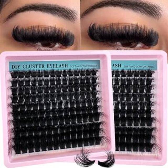 SHEIN 200pcs/180pcs/160pcs/140pcs/120pcs 8D Luxury Fluffy DIY Cluster Lashes - 10-20mm Mixed Length Lash Extension 0.07mm Russian D Curl Thick And Reusable