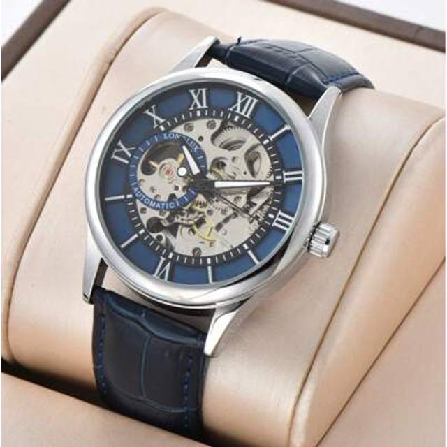 SHEIN 1pc Men&#39;s Casual Automatic Mechanical Watch With Leather Strap, For Daily Wear And Holiday Gift