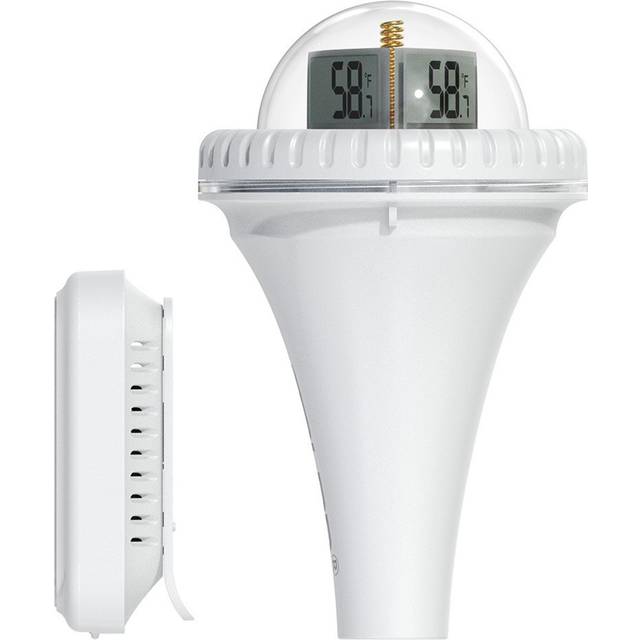 BaLDR pooltermometer, trådlös pooltermometer flytande lättläst, pooltermometer för simning vit